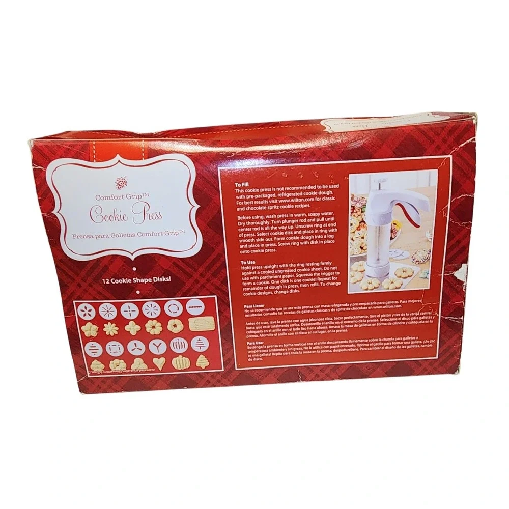 🔥 Wilton Comfort Grip Cookie Classic Press Ergonomic Handle & 12 Disk Shapes 🔥